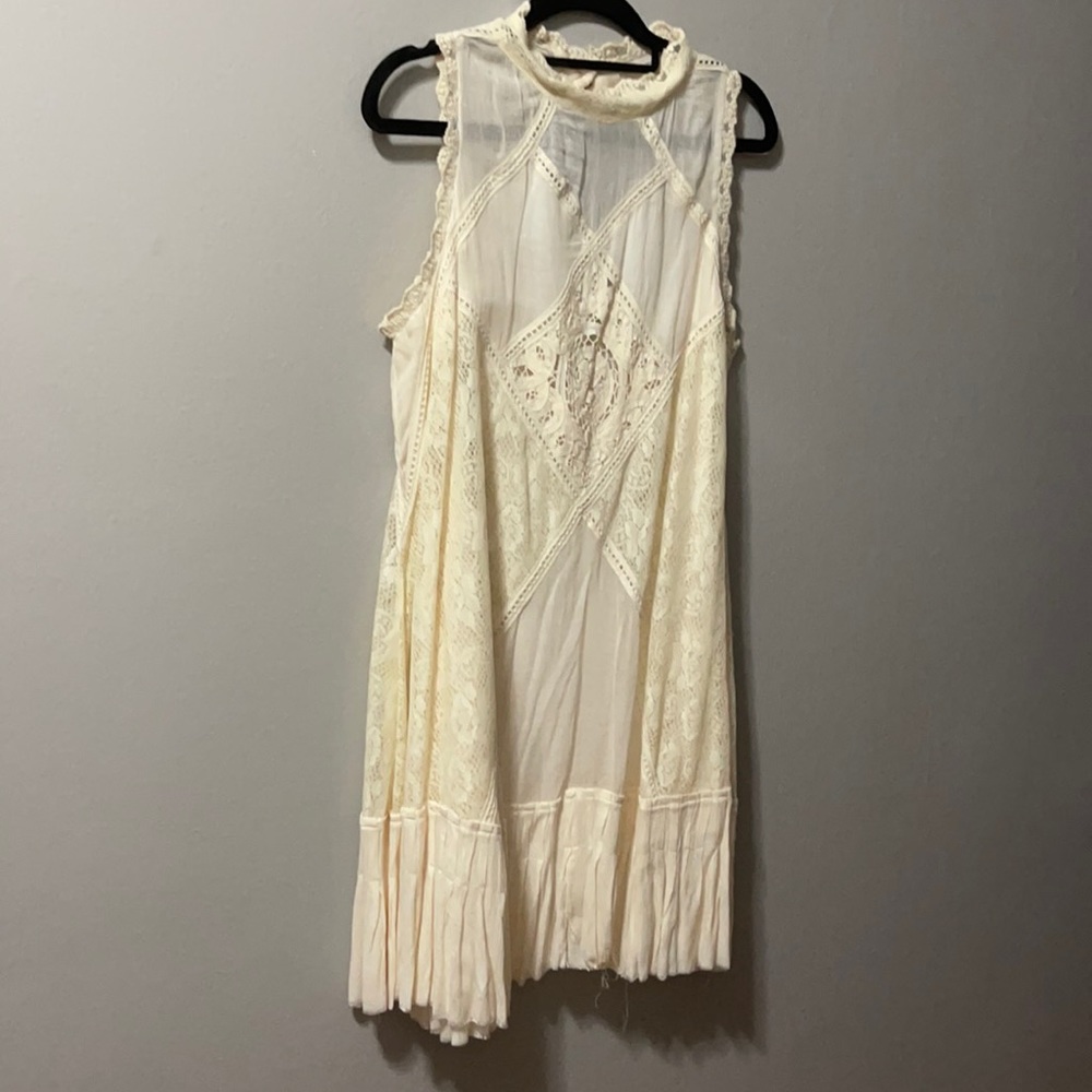 Cream tank lace dress with beautiful cut out back